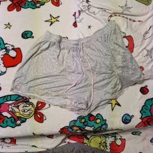 Women's Gray Lace Trim Sleep Shorts